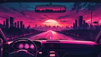 Breathtaking Sunset Views - Car Perspective Wallpaper