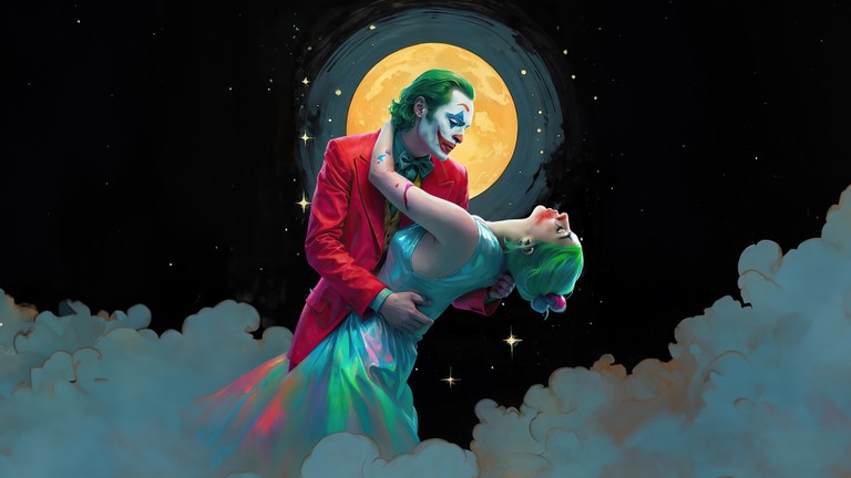 Joker: Folie à Deux Wallpaper Featuring Joaquin Phoenix and Lady Gaga