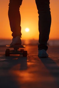 Téléchargez Notre Magnifique Fond d'Écran de Skateboard au Coucher de Soleil