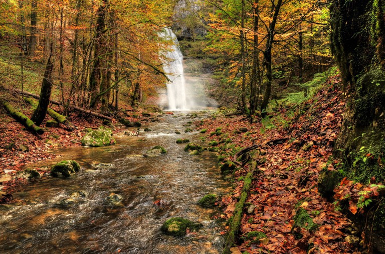 Stunning Autumn Waterfall in a Nature Reserve