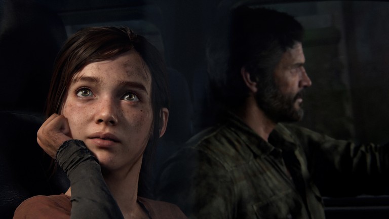 The Last of Us Part 1 Remake Wallpaper Featuring Ellie and Joel