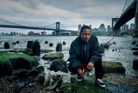 Descargas de Impresionante Fondo de Pantalla de Kendrick Lamar con Puente de Brooklyn