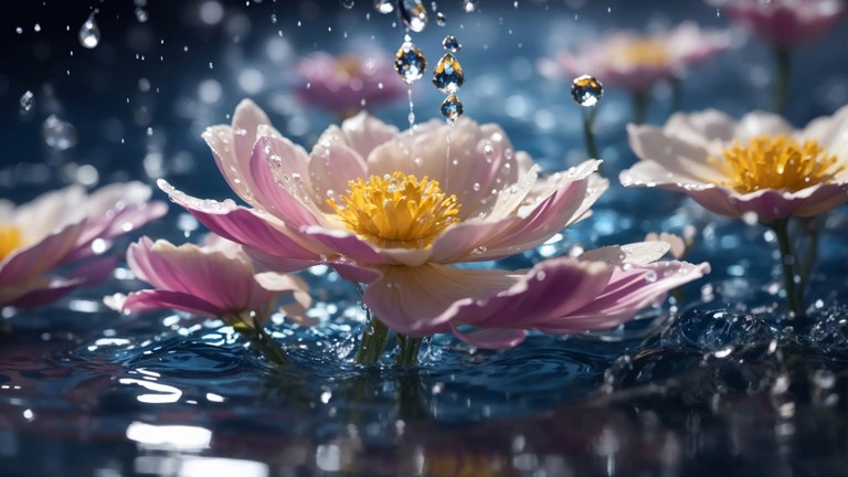 Breathtaking Floral Rain Digital Art Wallpaper