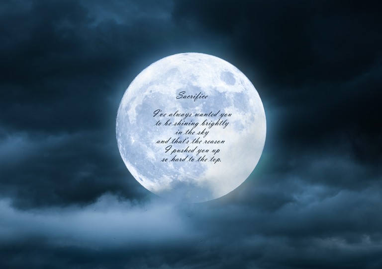 Inspirational Wallpaper Featuring Full Moon and Clouds