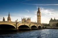 Explora el Fondo de Pantalla Icónico de Big Ben y Puente de Westminster