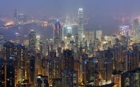 Vista Nocturna Asombrosa desde Victoria Peak