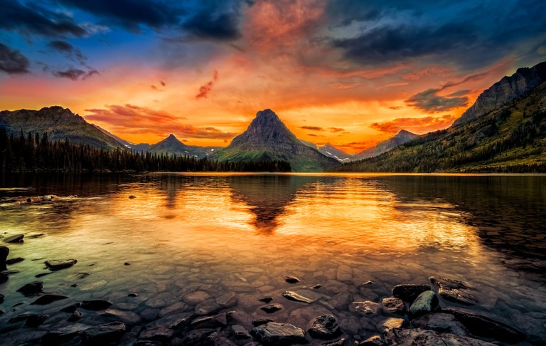 Breathtaking Sunrise Over Two Medicine Lake