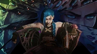 Explora el Fondo de Pantalla Icónico de Jinx de Arcane