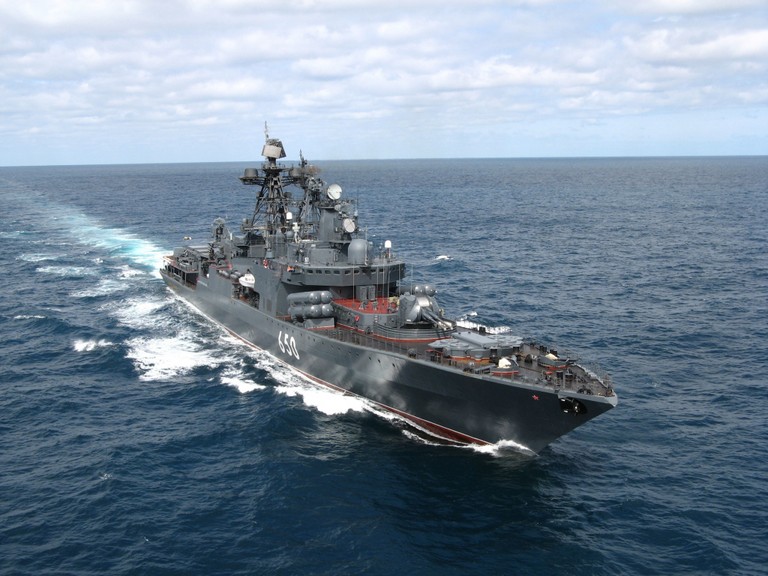 Explore the Majesty of a Russian Navy Destroyer Wallpaper