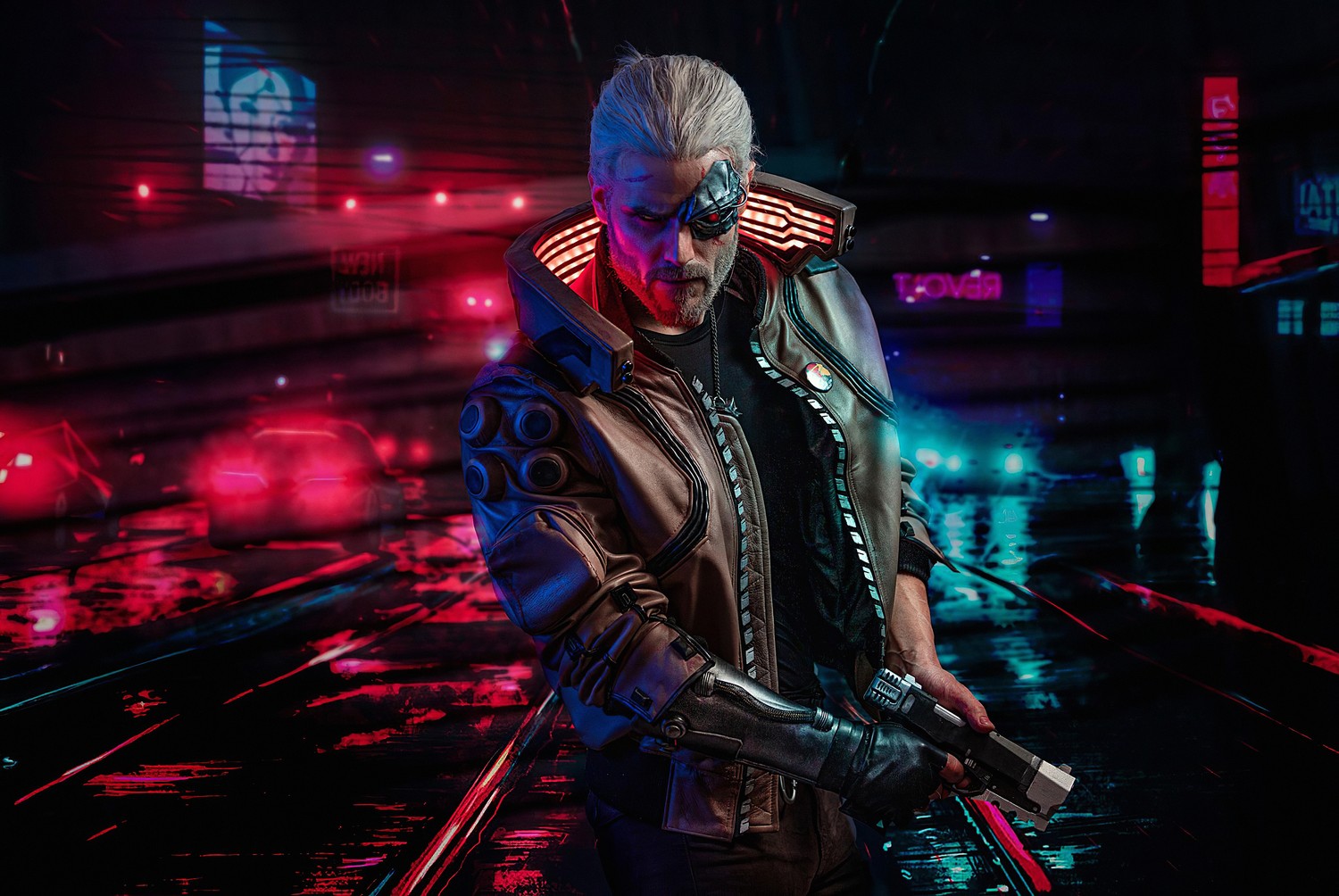 Explore Our Stunning Cyberpunk 2077 Wallpaper with Geralt of Rivia