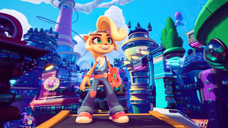 Coco Bandicoot en el fondo de pantalla de Crash Bandicoot 4: It's About Time