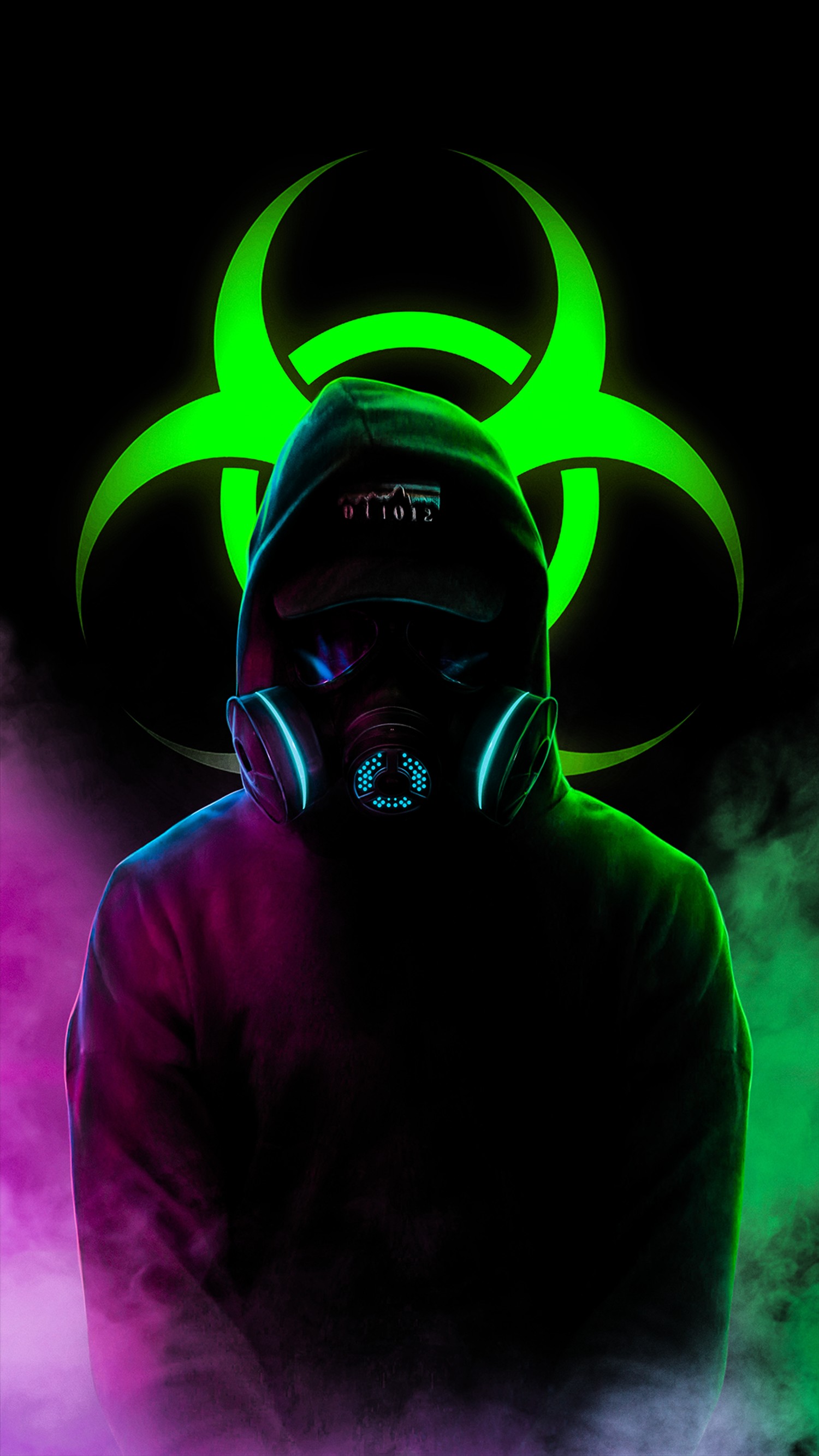 Vibrant Neon Gas Mask Wallpaper