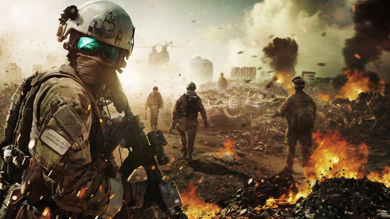 Download Stunning HD Wallpaper of a Soldier in a War Zone