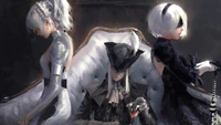 Fondo de pantalla de Yorha 2B y Lady Maria de la Torre Astral