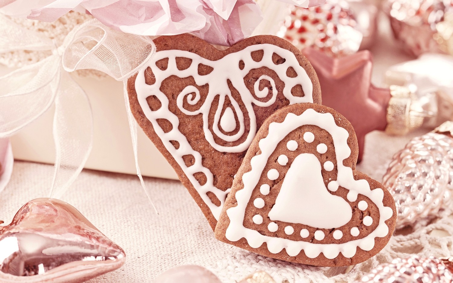 Superbe Fond d'Écran de Biscuits en Pain d'Épices en Forme de Cœur