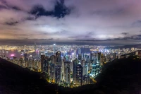 Paysage urbain nocturne à couper le souffle de Hong Kong