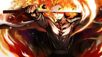 Fond d'écran de Kyojuro Rengoku - Le Pilier des Flammes de Demon Slayer