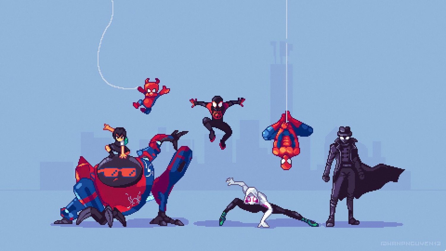 Get Your Free Spider-Man: Into the Spider-Verse Pixel Art Wallpaper