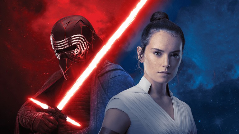 Stunning Rey and Kylo Ren Wallpaper from Star Wars: The Rise of Skywalker