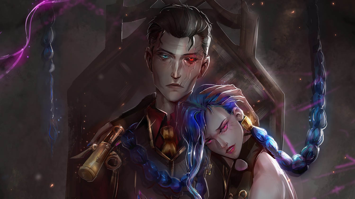 Explore the Beautiful Silco and Jinx Wallpaper from Arcane