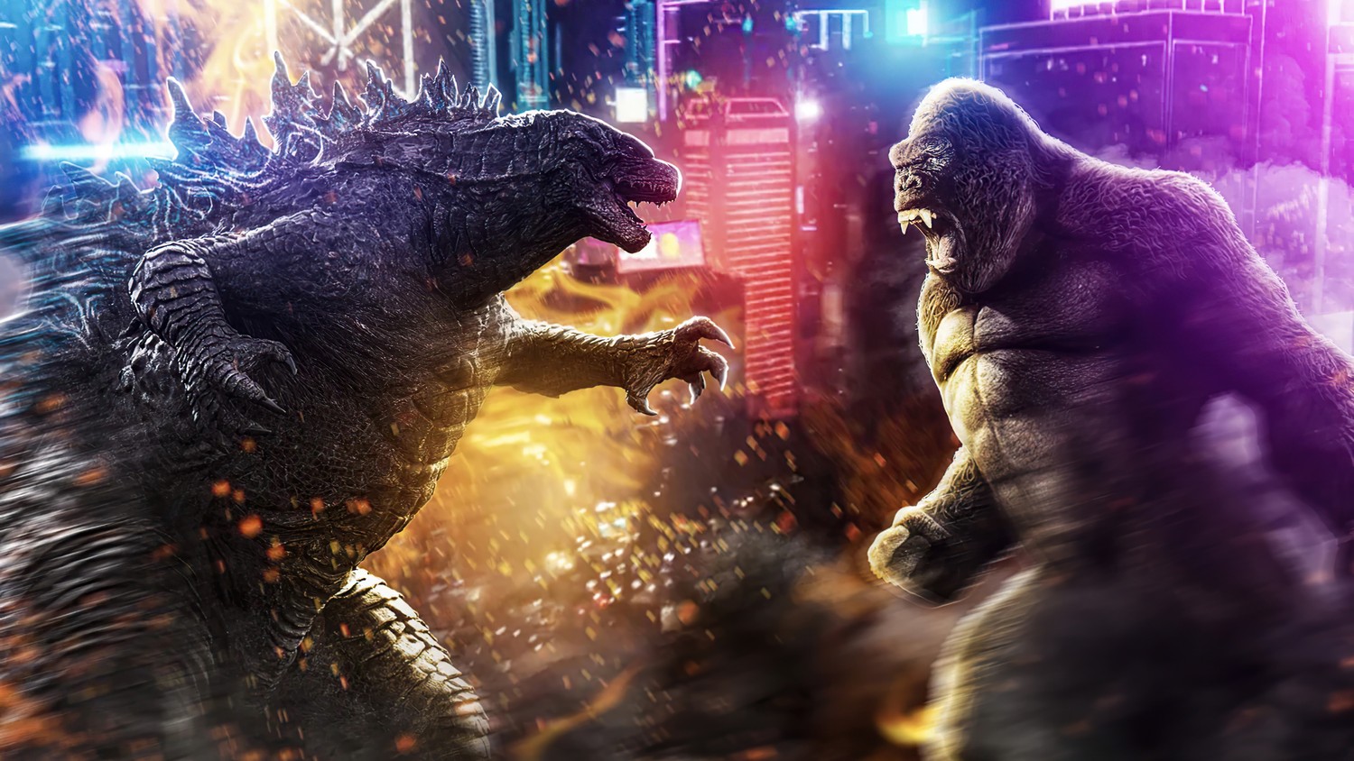 Experience the Epic Showdown: Godzilla vs Kong Wallpaper