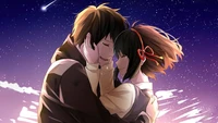 Stunning 5K Wallpaper of Your Name Anime Couple