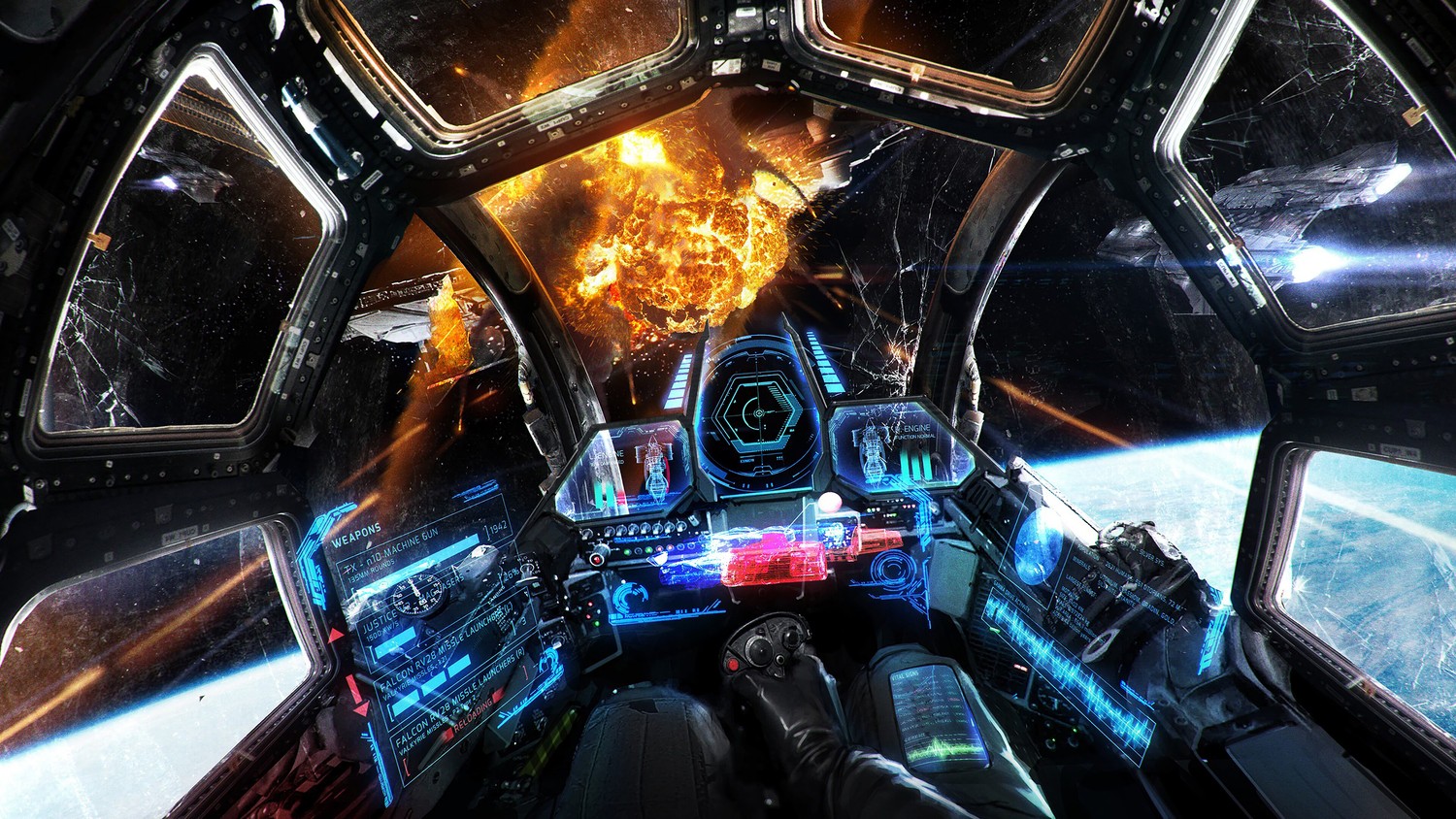 Explora el Emocionante Fondo de Pantalla de un Cockpit de Nave Espacial