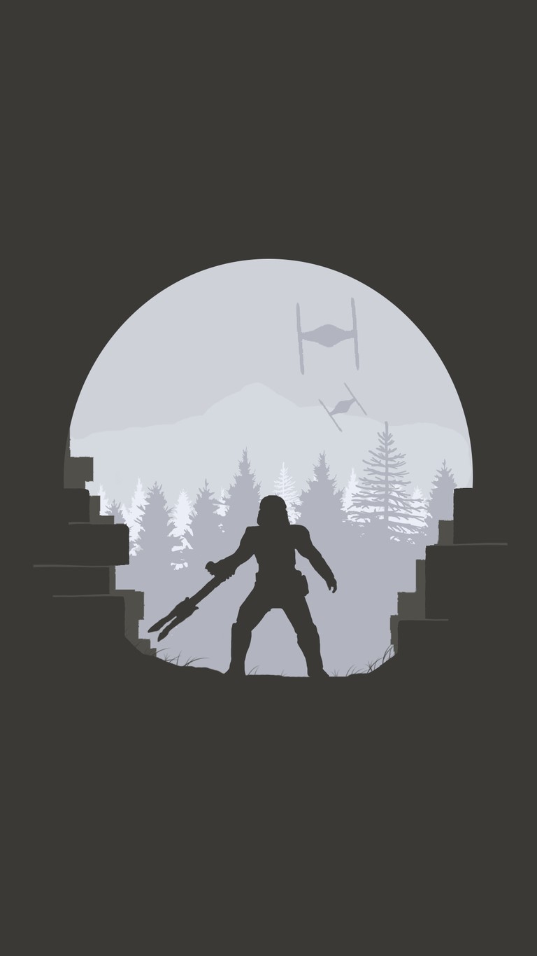 Star Wars Minimalism: The Mandalorian Silhouette Wallpaper