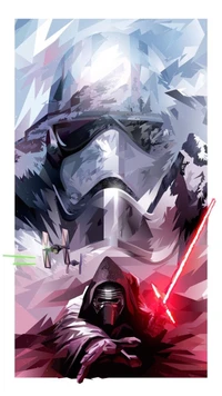 Descarga un Impresionante Wallpaper de Star Wars con Kylo Ren y Stormtroopers