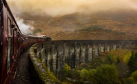 Fondo de Pantalla de Tren de Highlands a Través de Montes Escénicos