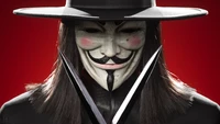 V for Vendetta Digital Wallpaper: Anonymous Mask with Dagger