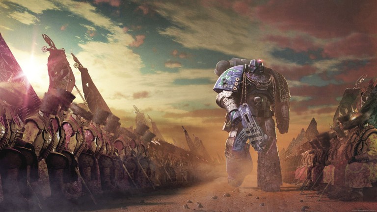 Download Stunning Warhammer Fantasy Battle Wallpaper Featuring Space Marines