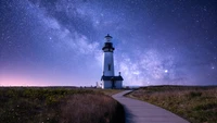 Fondo de pantalla de noche con un faro impresionante