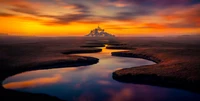 Mont Saint Michel al atardecer - Fondo de pantalla escénico en 4K