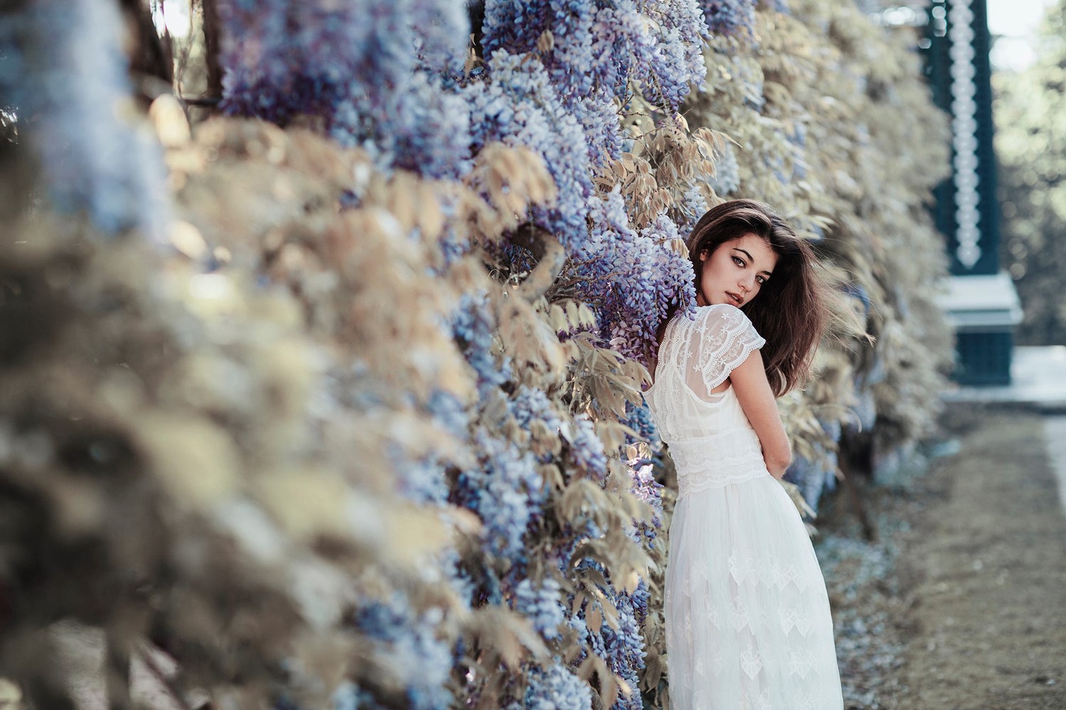 Beautiful Bridal Portrait in a Serene Floral Setting