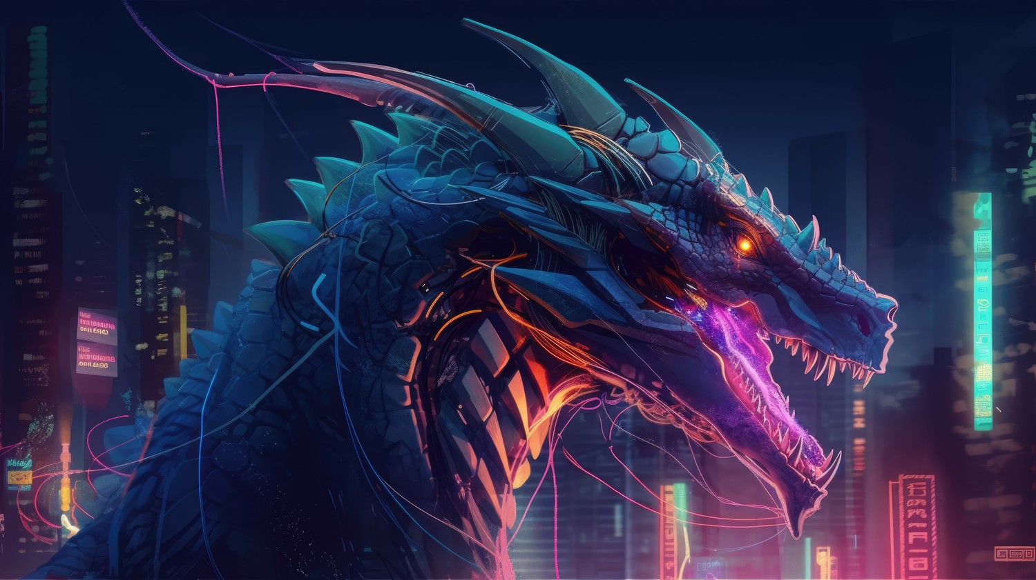 Download Our Captivating Neon Dragon Wallpaper in 5K