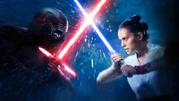 Téléchargez le Fond d'écran Épique de Kylo Ren vs Rey de Star Wars: L'Ascension de Skywalker