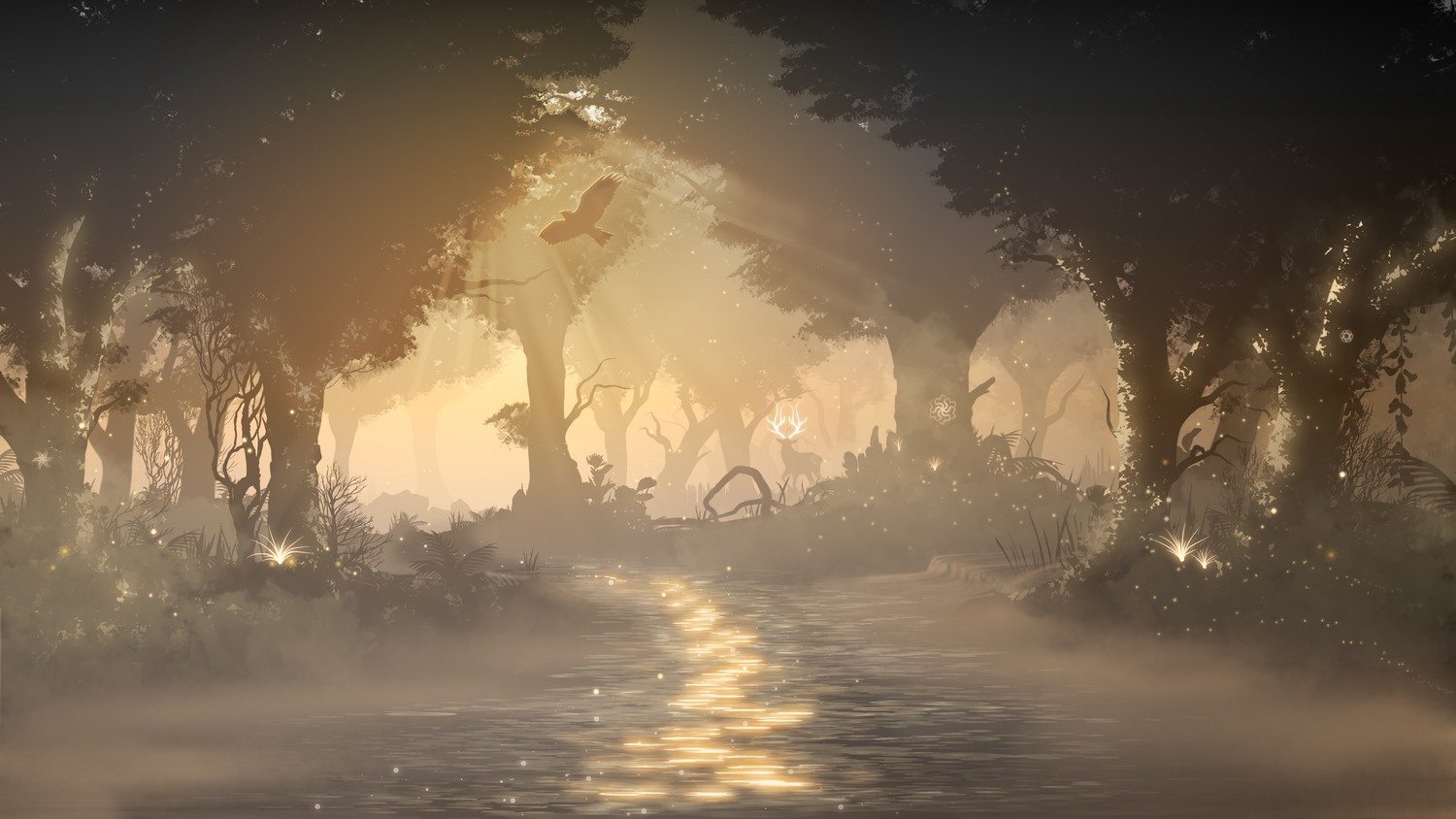 Explore the Mystical Forest Landscape Wallpaper