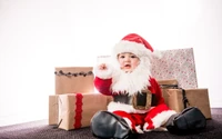 Mignon Fond d'Écran Bébé Santa Claus pour votre Esprit de Fête