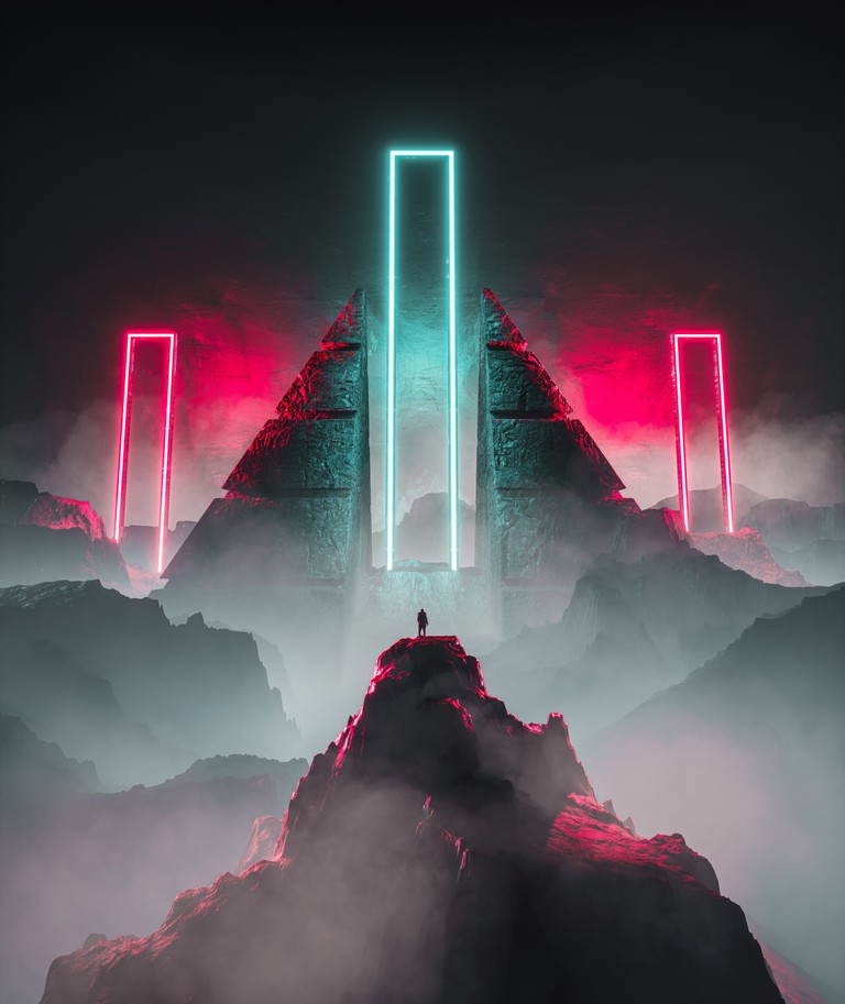 Explore Our Dreamlike Neon Sci-Fi Wallpaper