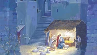 Magnifique Fond d'Écran de la Nativité de Jésus pour la Saison des Fêtes