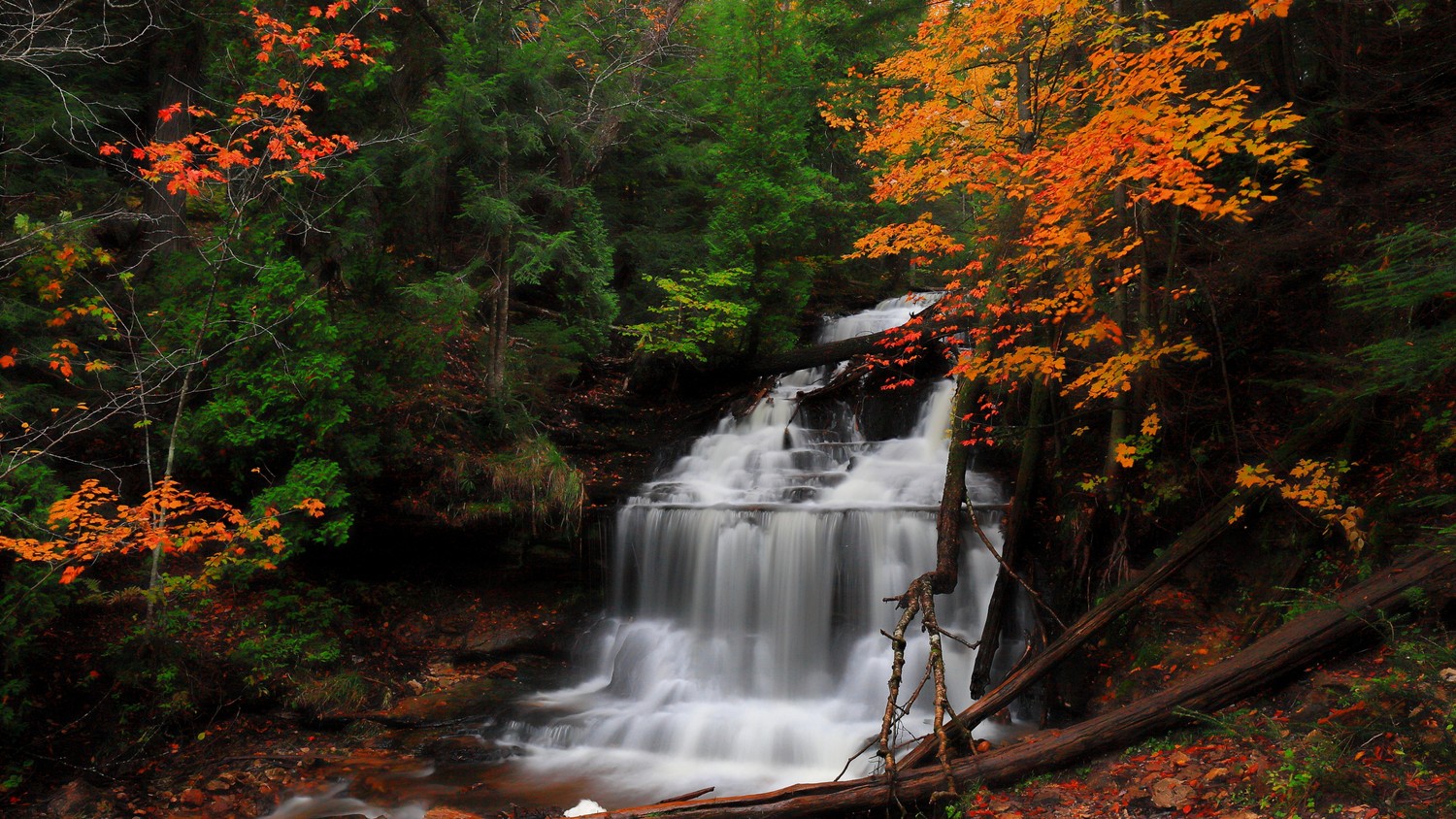 Autumn Waterfall in Plitvice Lakes National Park