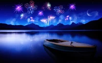 Enchanting New Year Celebrations: Fireworks Over a Peaceful Lake