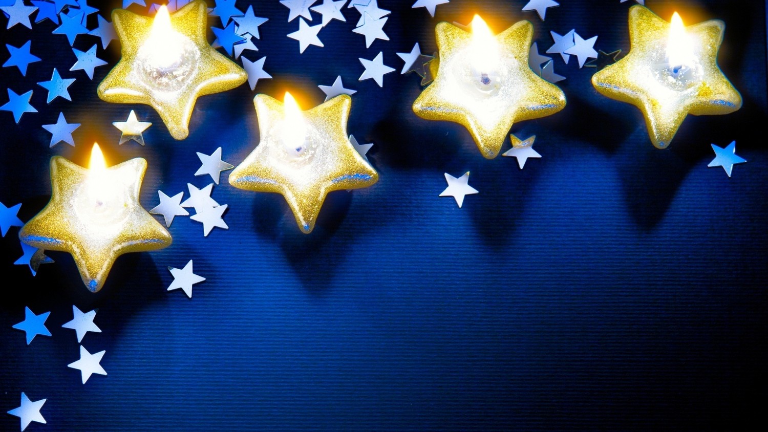 Festive Wallpaper with Shining Stars and Candles