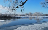 Hermoso Fondo de Escena de Río en Invierno