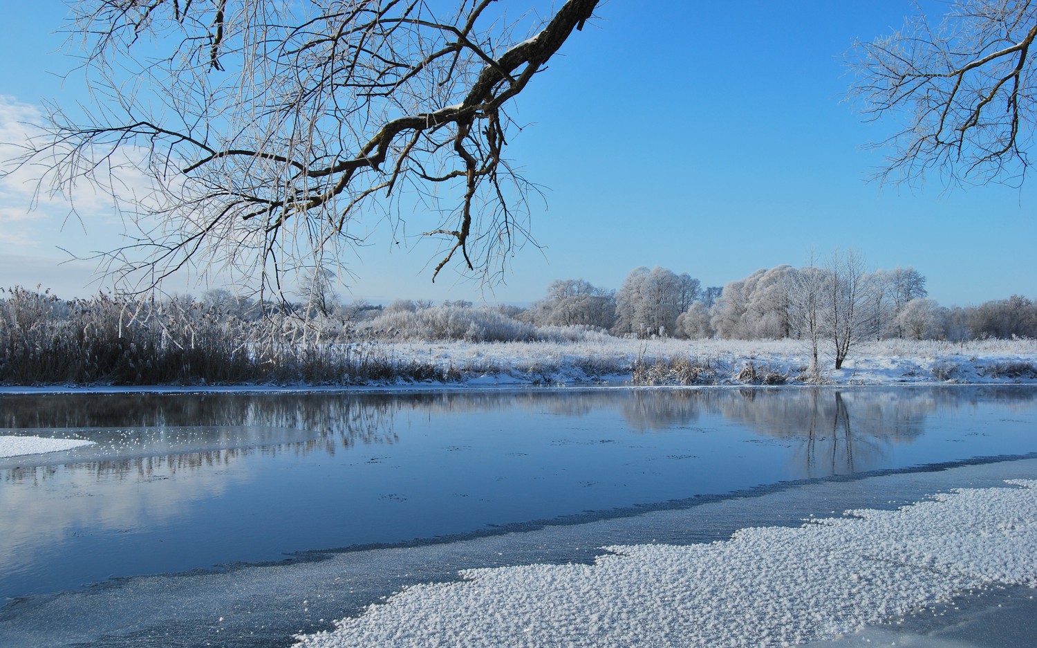 Beautiful Winter River Scene Wallpaper