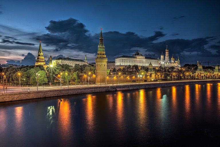 Breathtaking Night View of the Moscow River and Landmarks