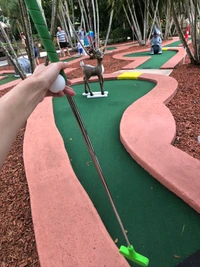 Amusement de Mini Golf dans un Cadre de Parc Pittoresque