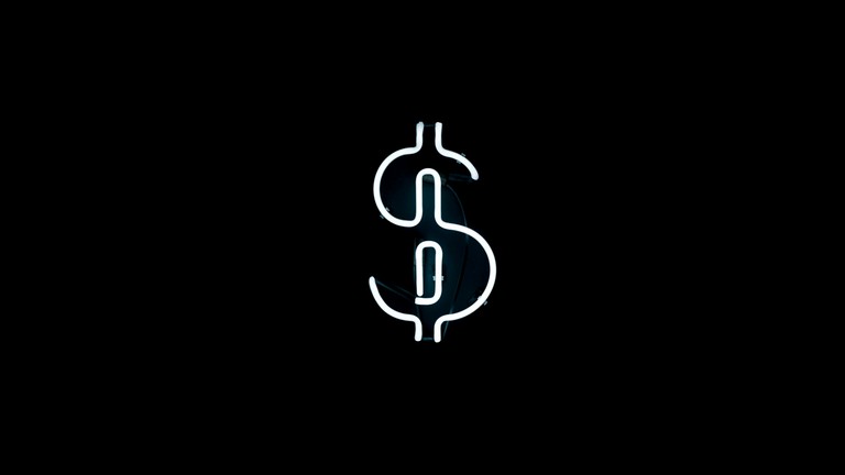 Neon Dollar Sign Wallpaper on Black Background