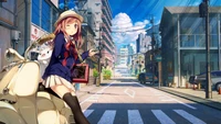 Découvrez notre fond d'écran de fille anime sur motocyclette